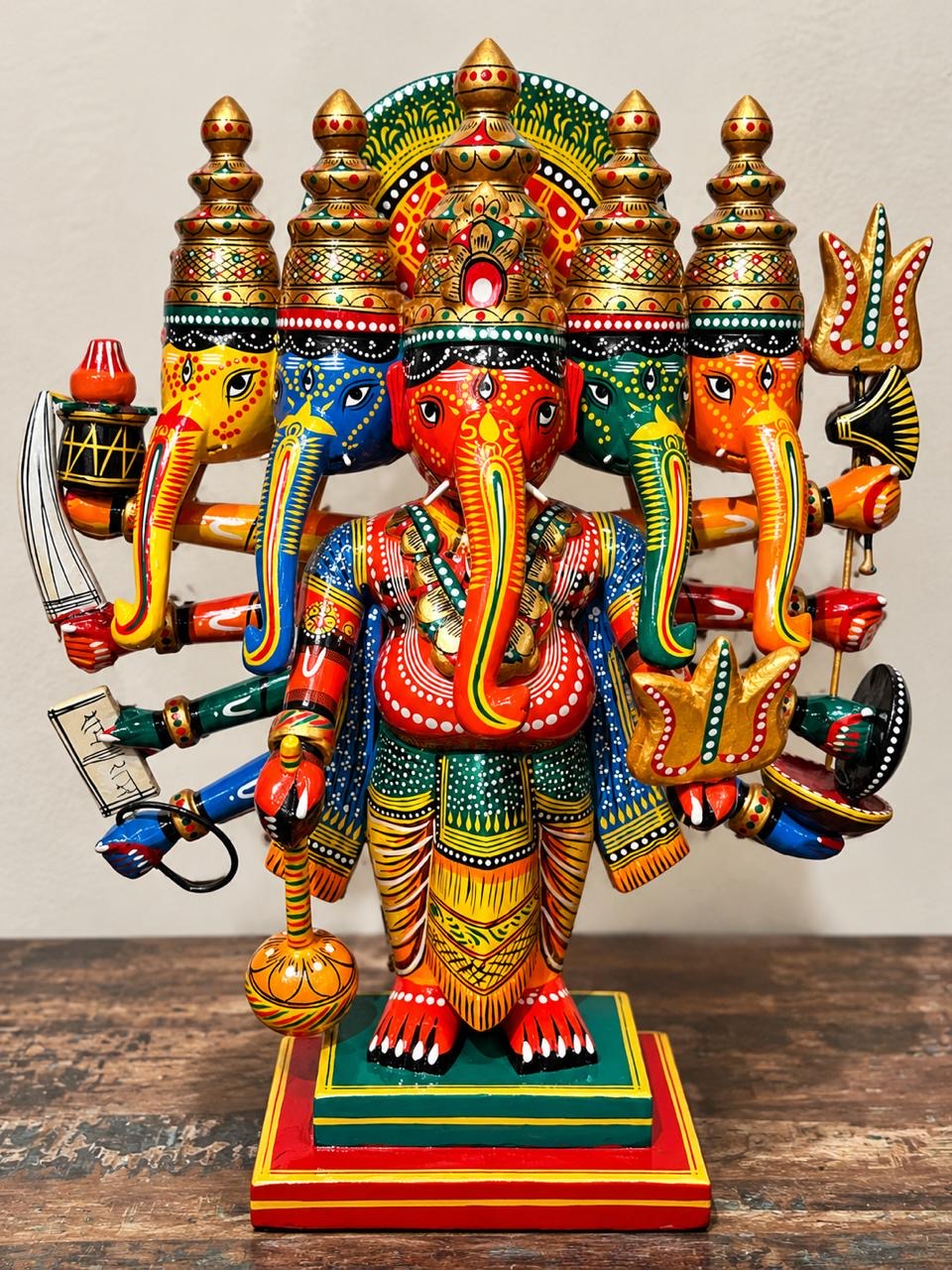 Divine Painted Panchamukhi Ganesha ￼