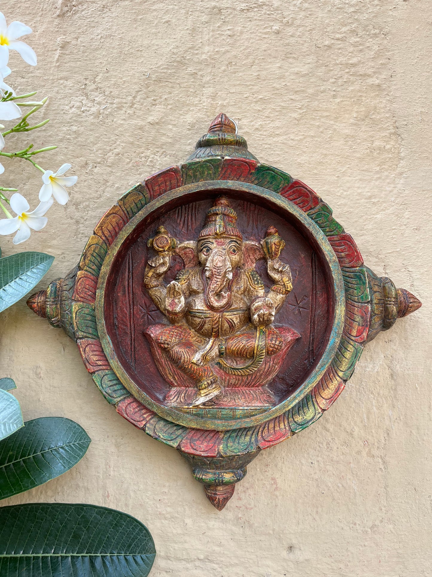 Hand Painted Ganesha Wall Panel