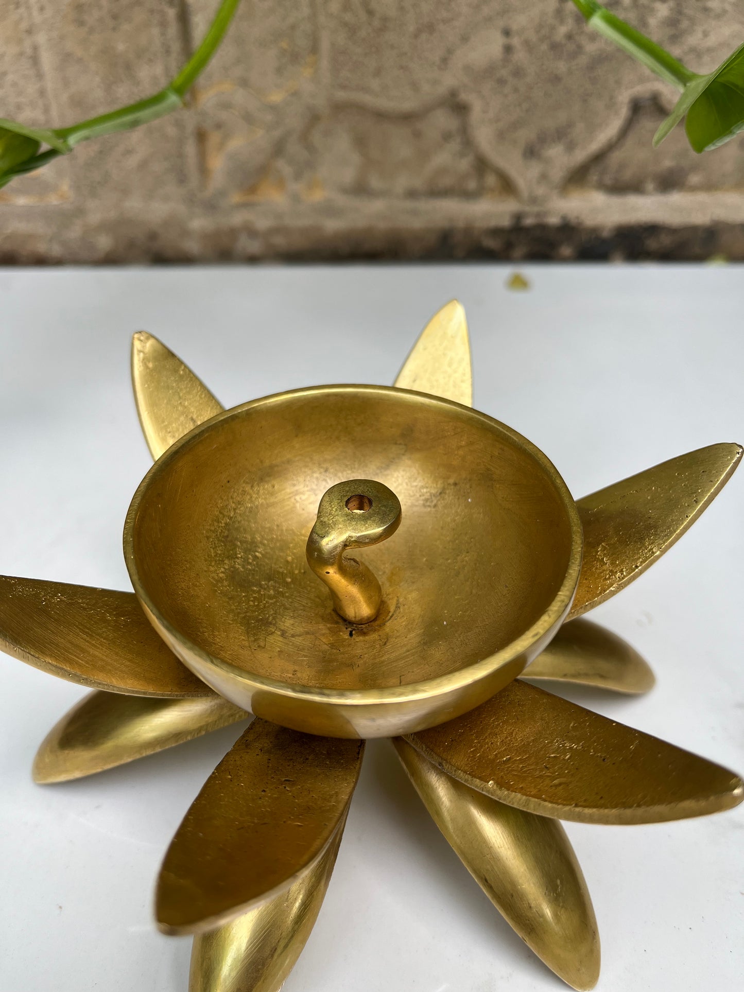 Gold Colour Brass Lotus flower diya