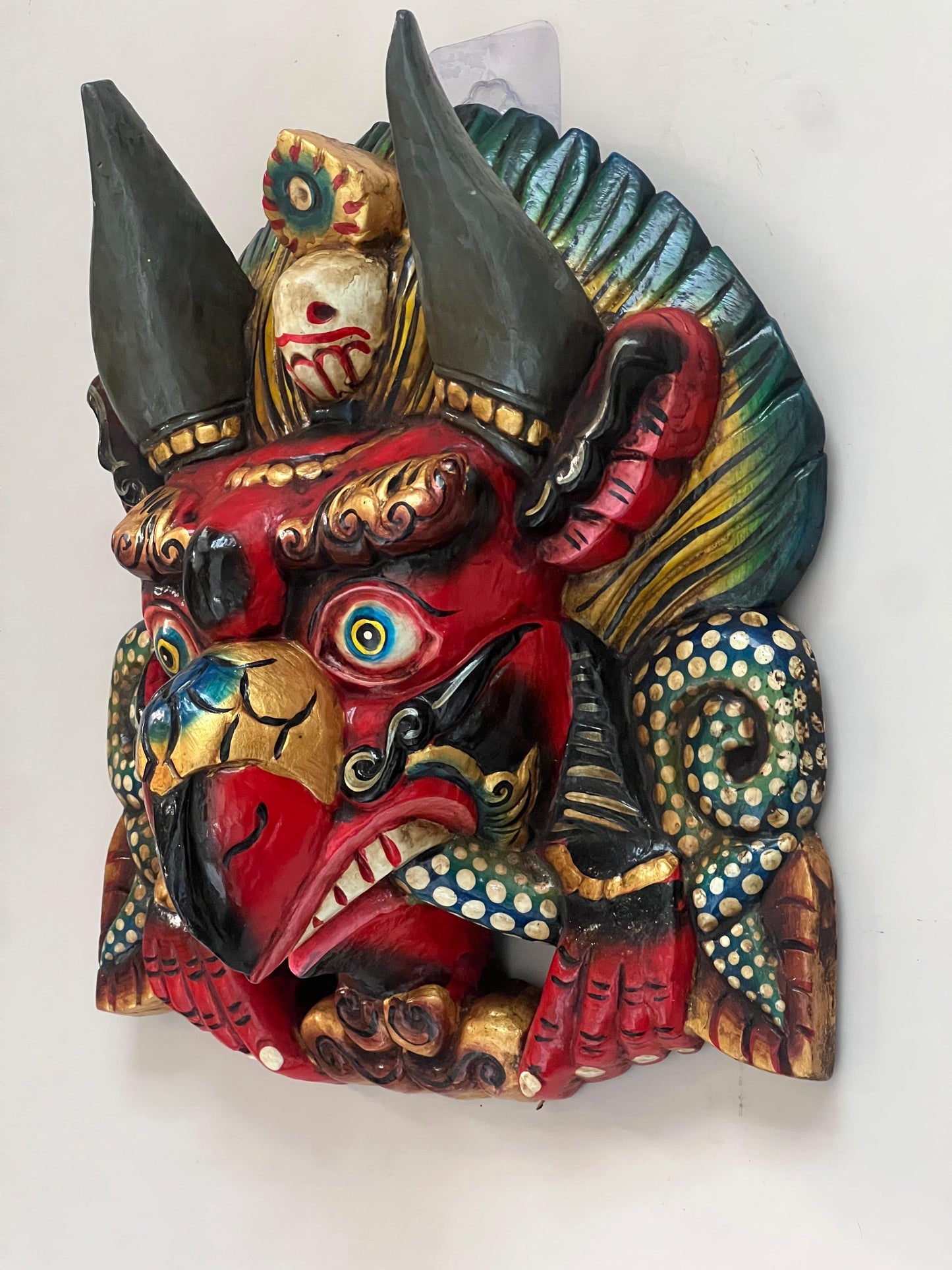 Wooden Printed Garud Mask￼