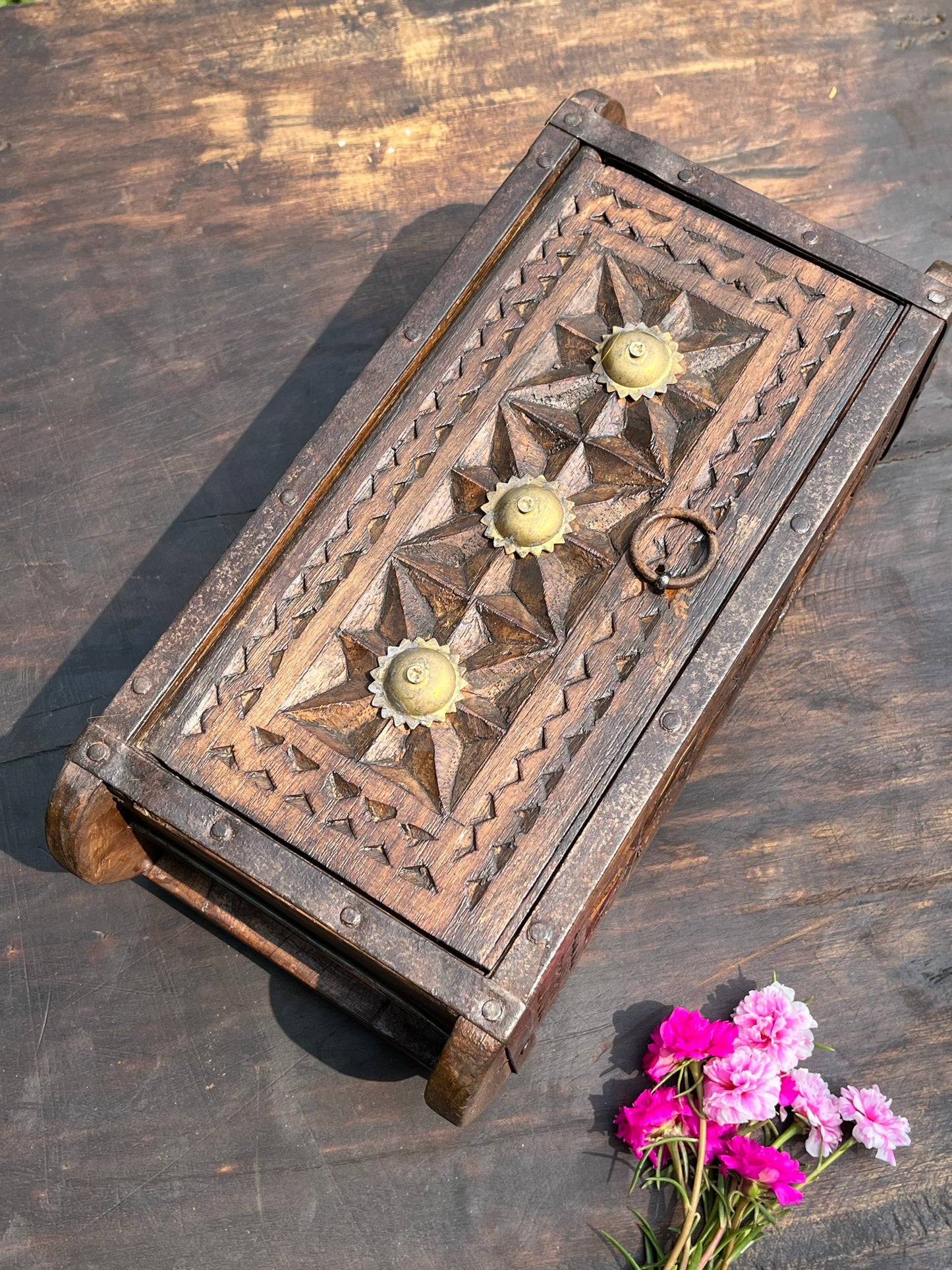 Home Decoration Carved Brass Flower Box