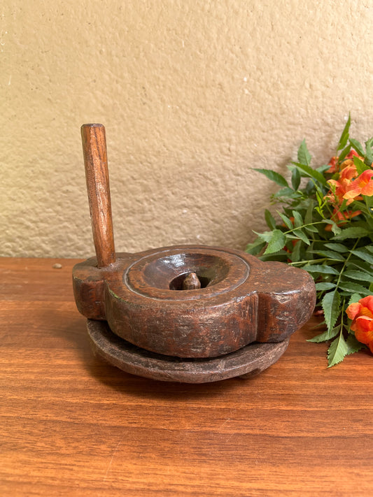 Vintage Wooden Chakki Grinder