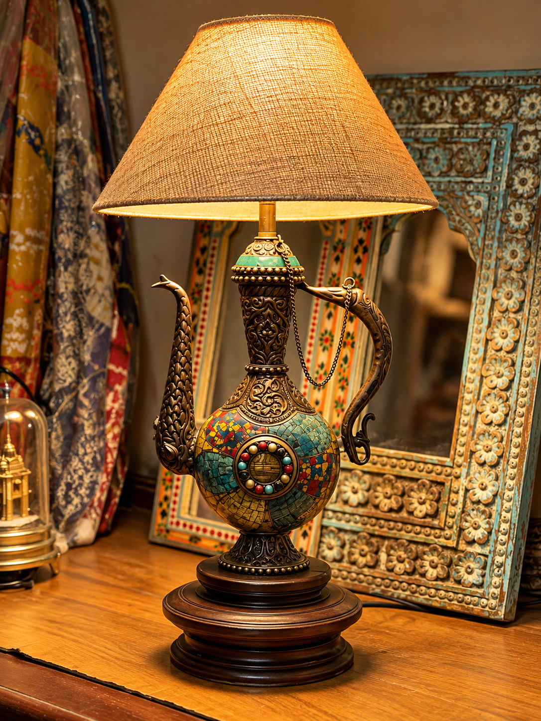 Old Wood Surahi Lamp
