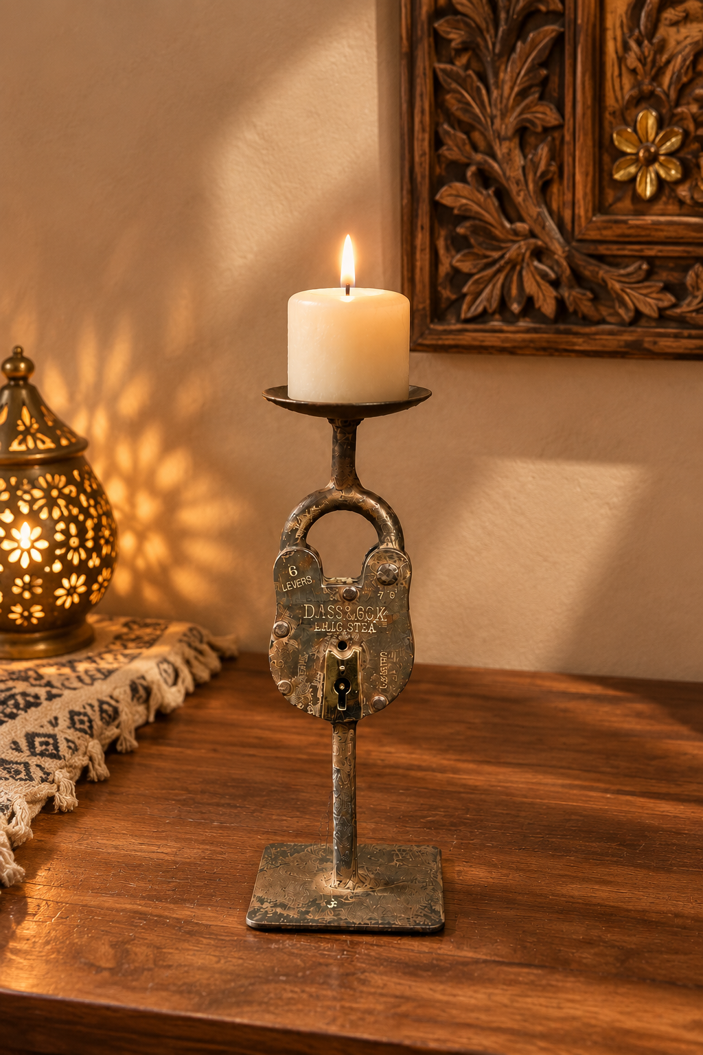 Vintage Lock Candle Stand