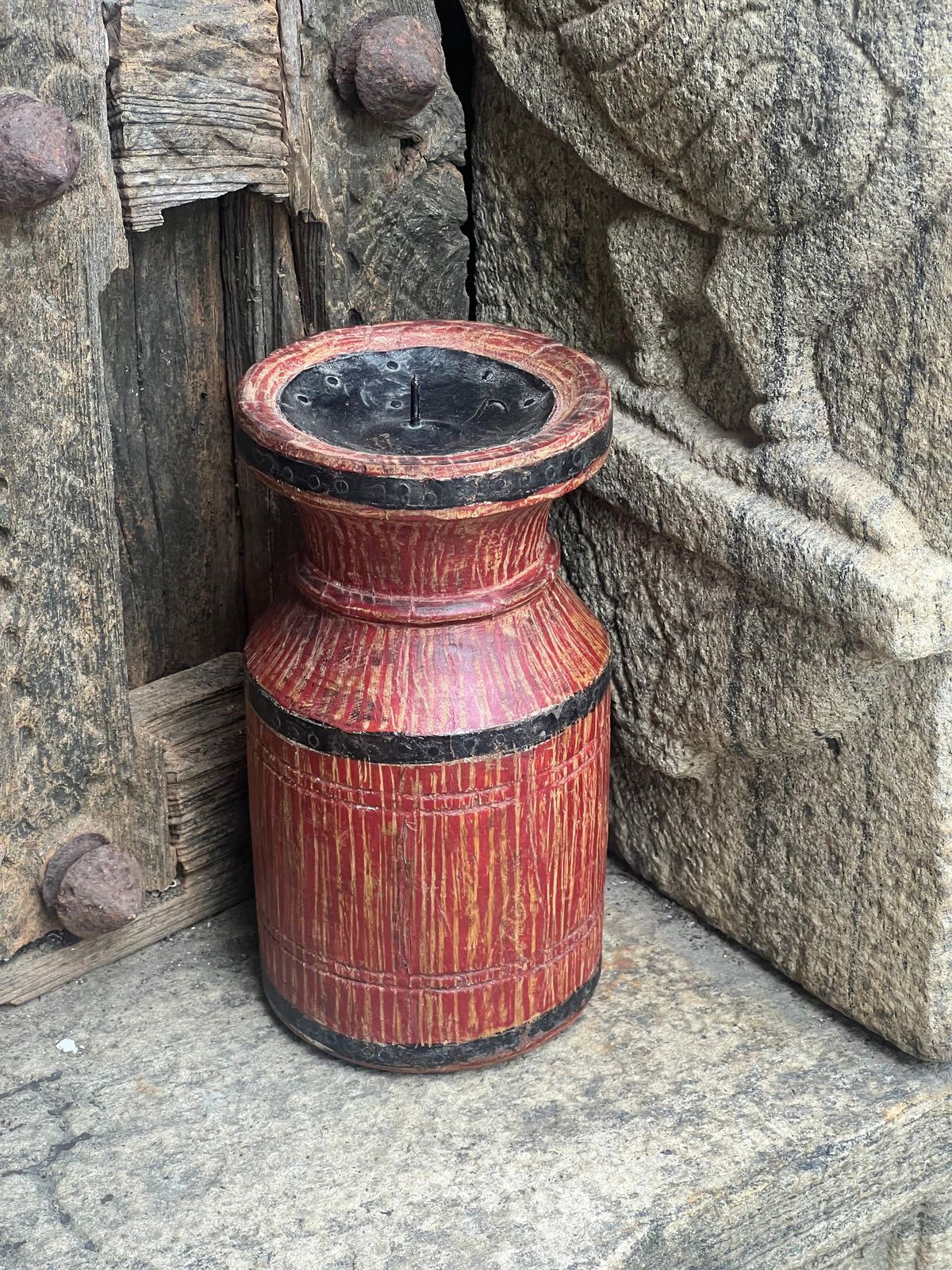 Wood Pot Candle Stand￼
