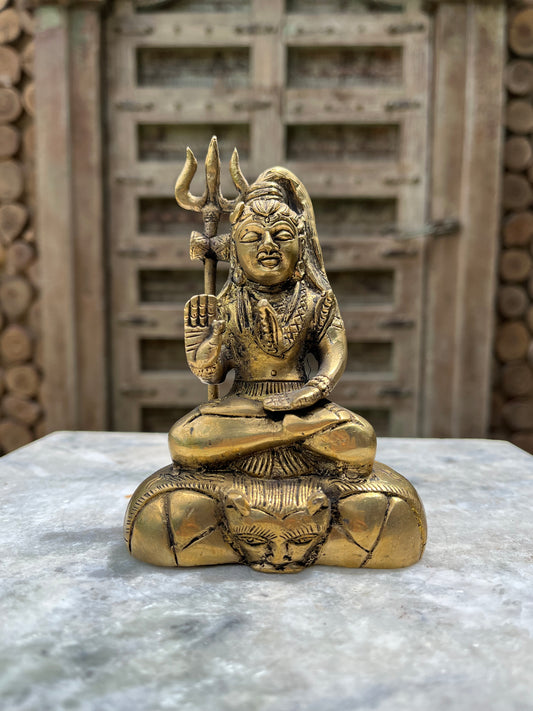 Brass Lord Shiva Sitting With Trishool