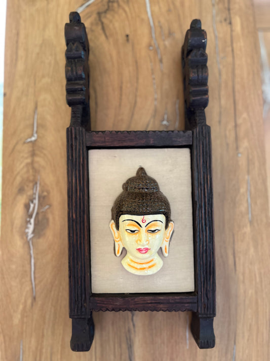 Wood Old Wall  metal Budha  Frame