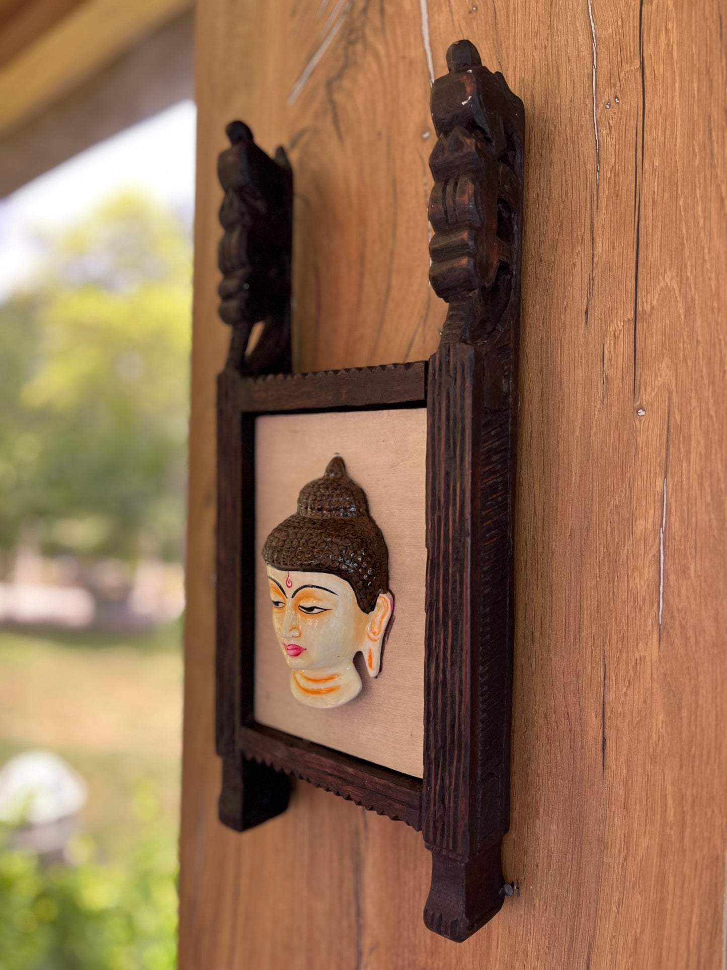 Wood Old Wall  metal Budha  Frame