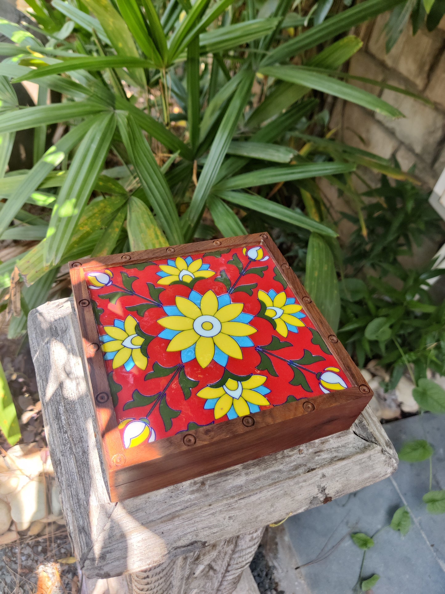 Wooden Red Tile Jewellery  Box
