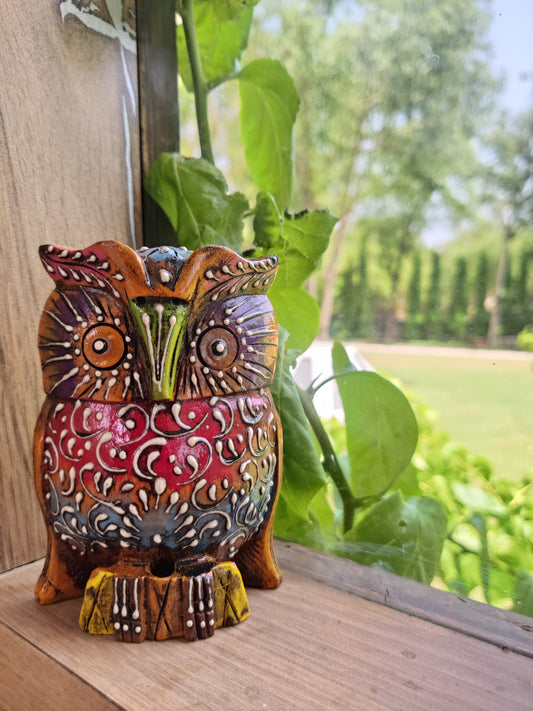 Wooden Owl painted