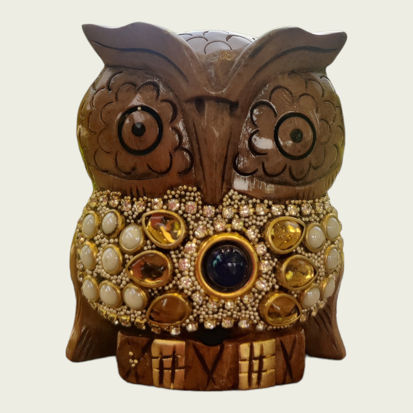 Wooden owl with Pearl work