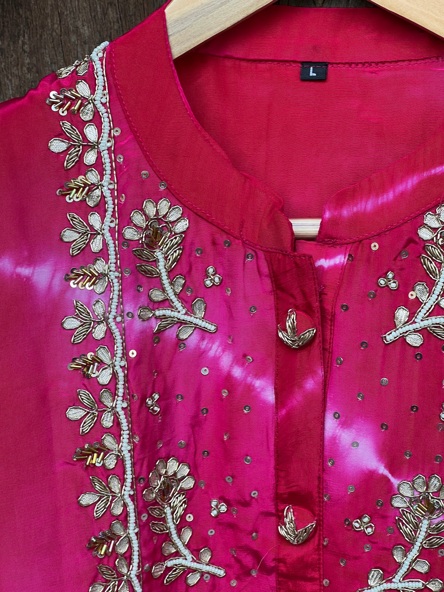 Pure silk pink Lehariya suit
