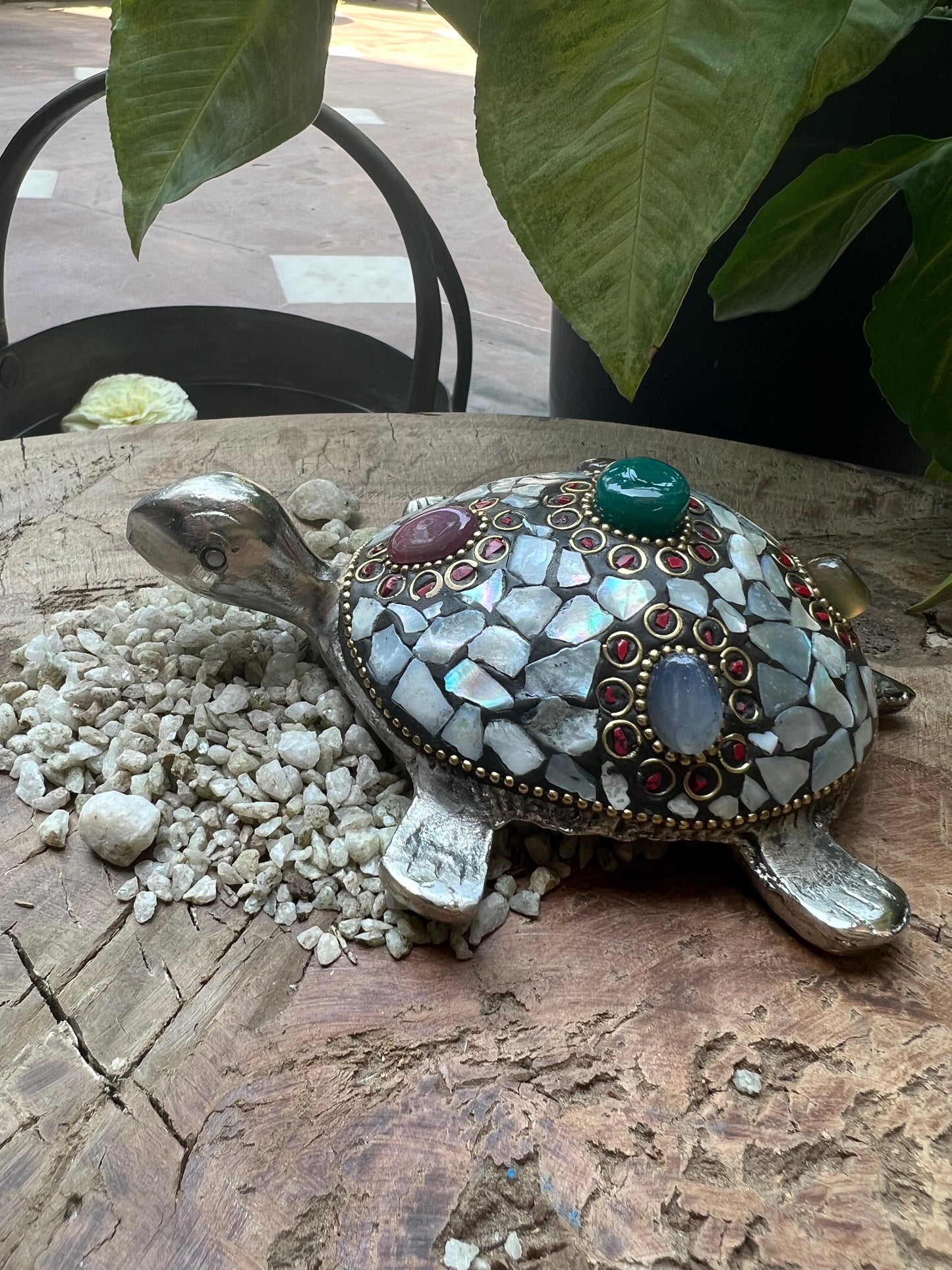 Metal Tortoise With Stone Work