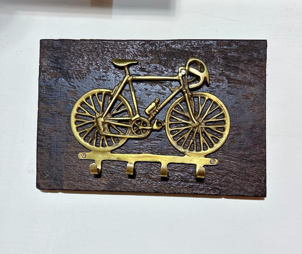 Wooden Brass Cycle Key Hanger