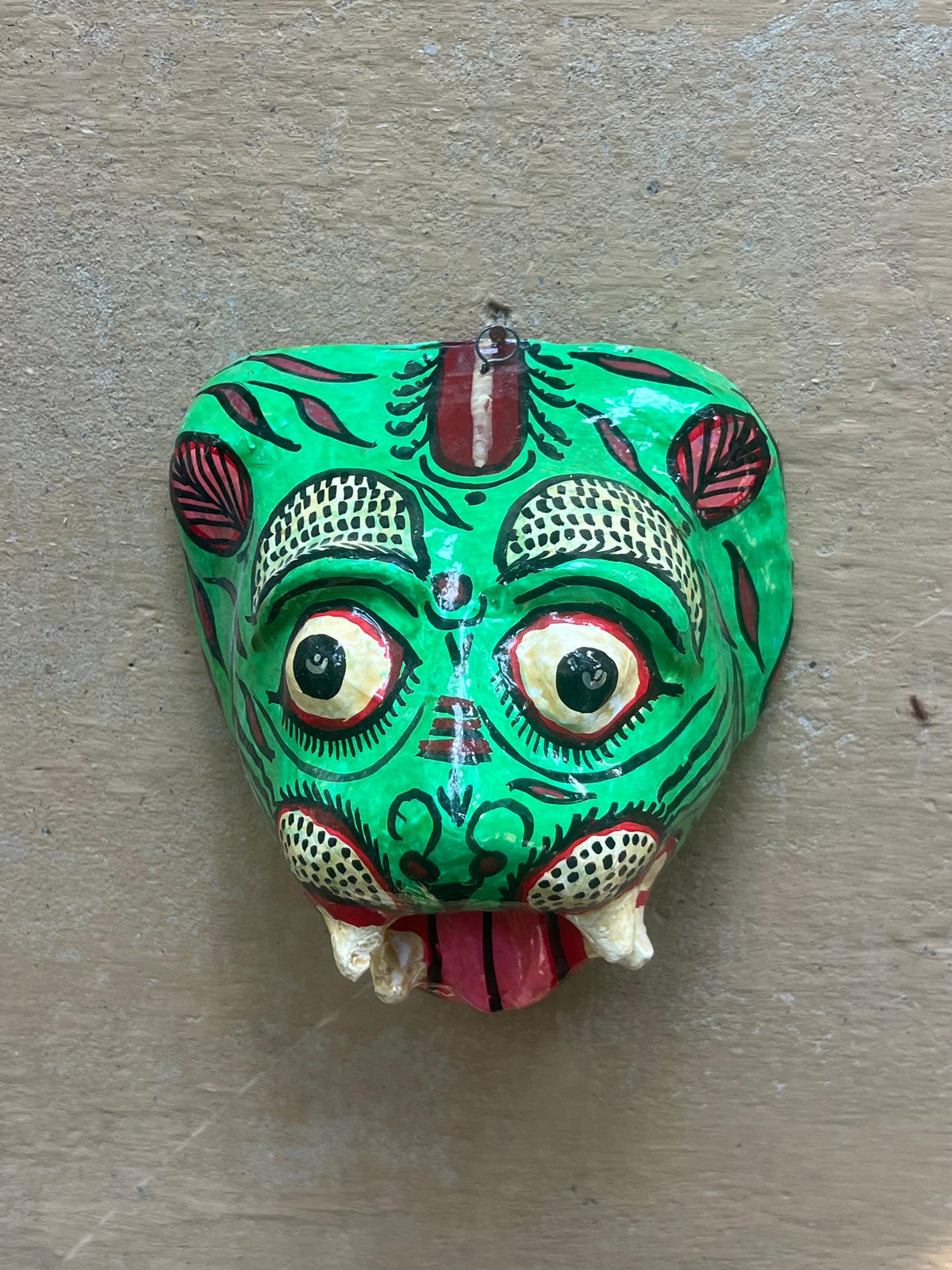 Green Tiger Papermash Mask