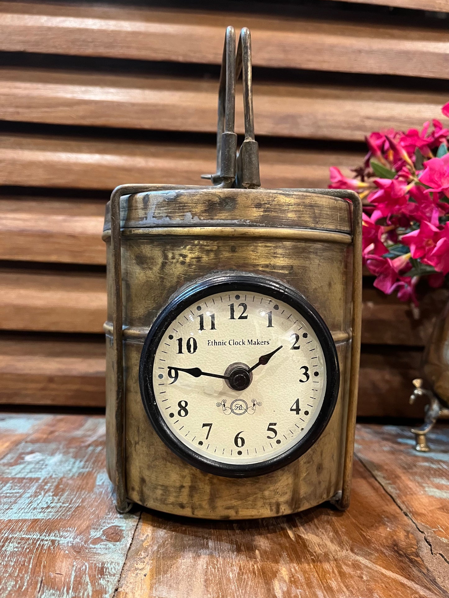 Vintage Brass Lunch Box Clock