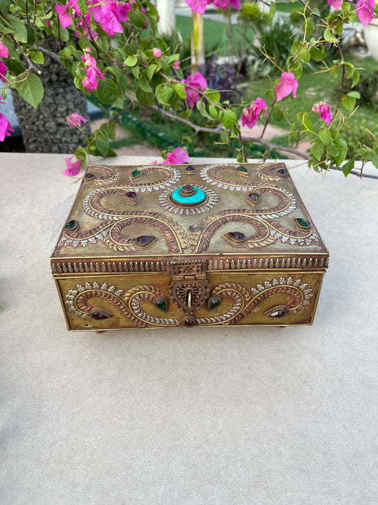 Brass Stone Carved Jewellery Box