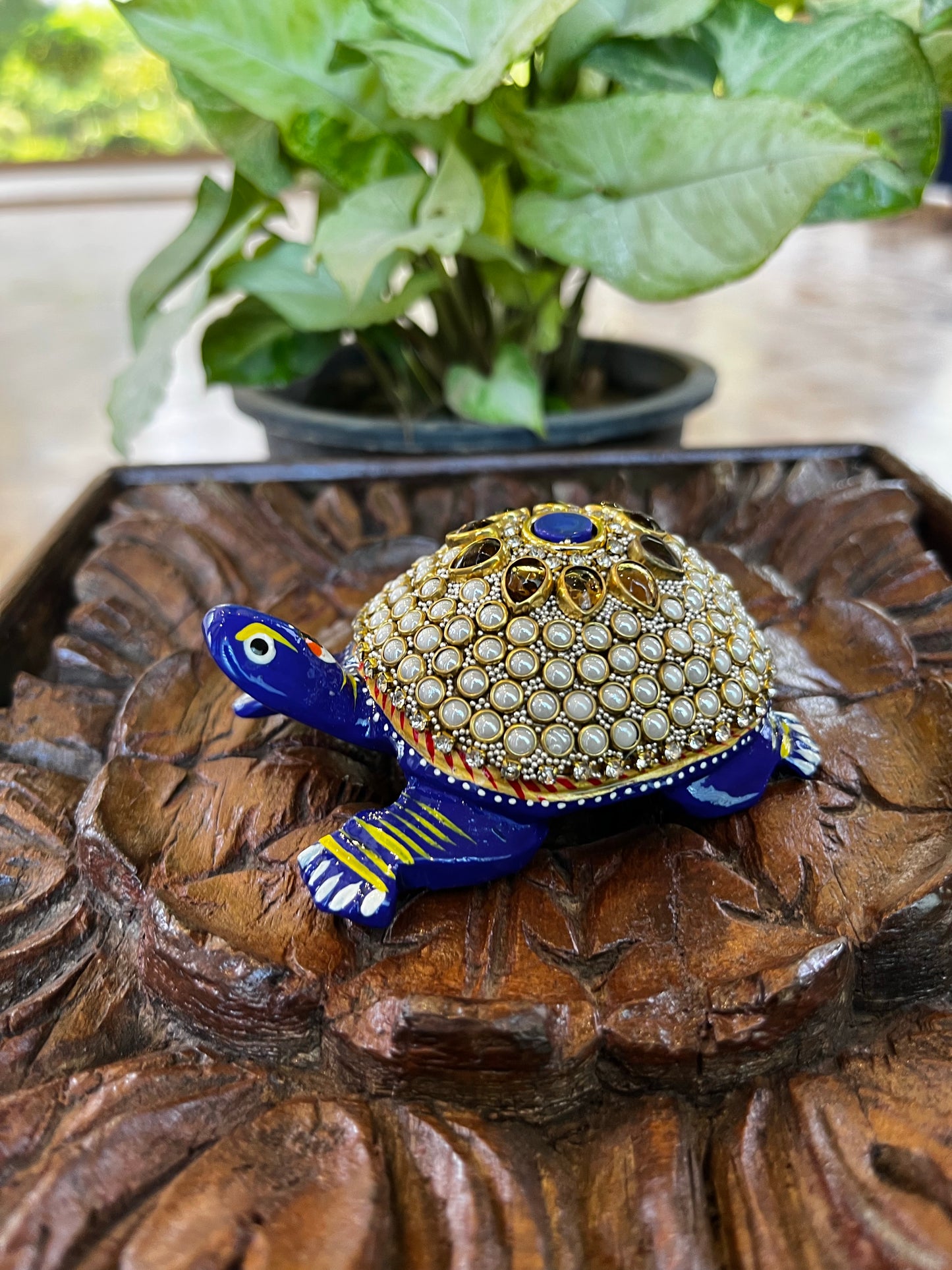 Decorative Blue Moti Feng Sui Tortoise