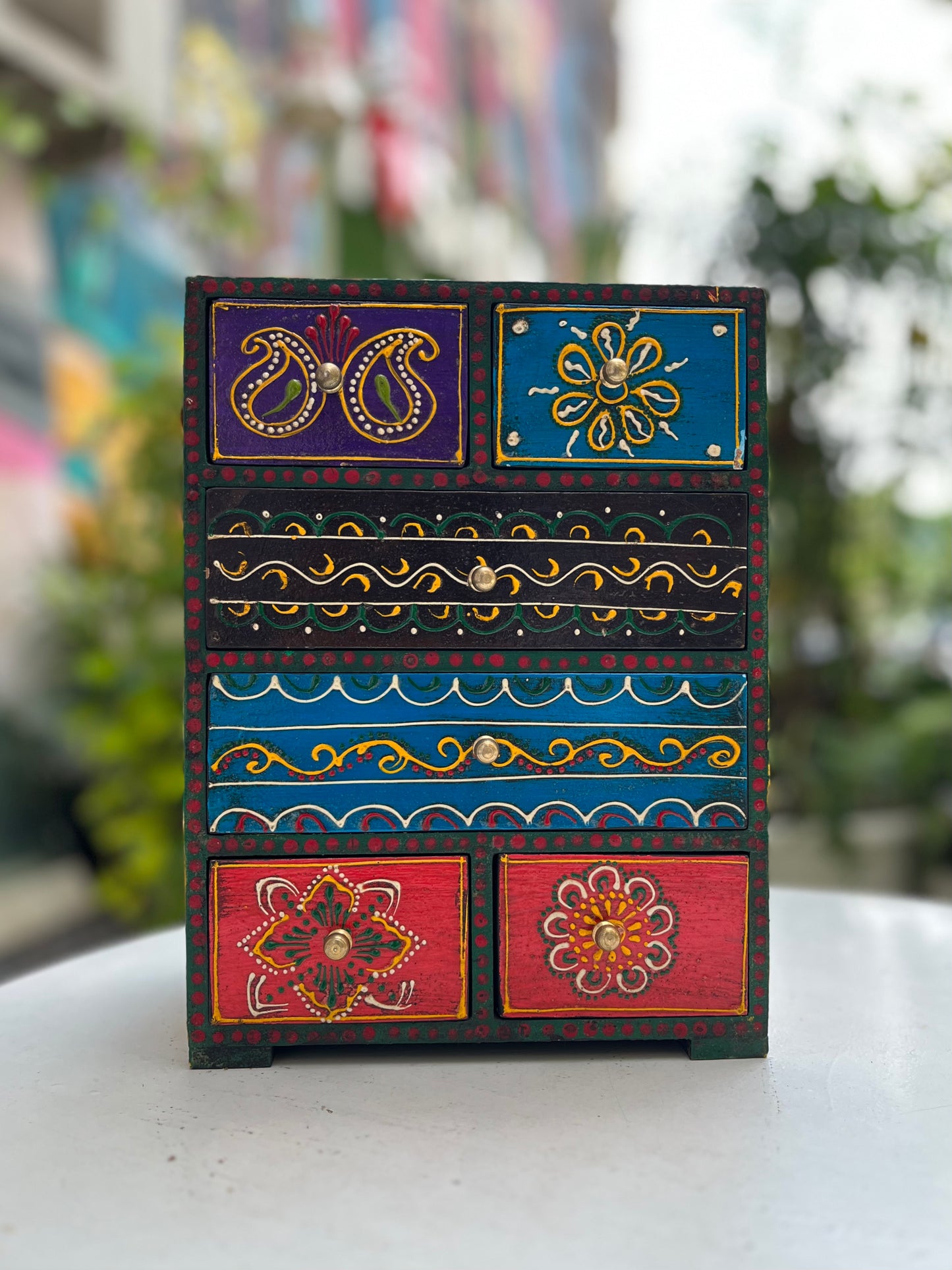 Wooden Hand painted 6 Drawer Box
