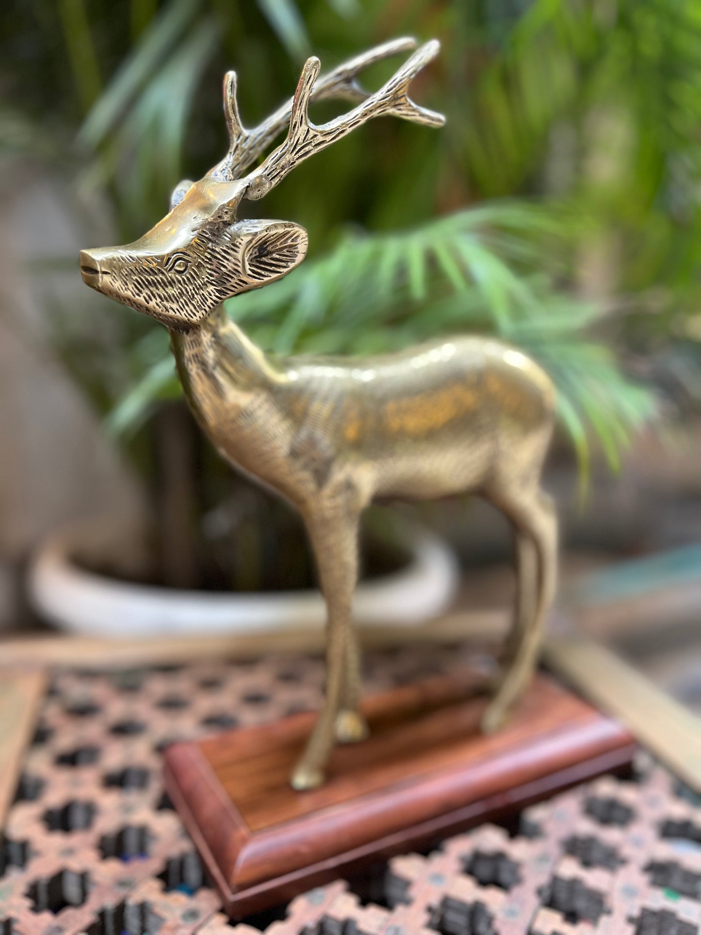 Gold Brass Deer wood stand Decorative