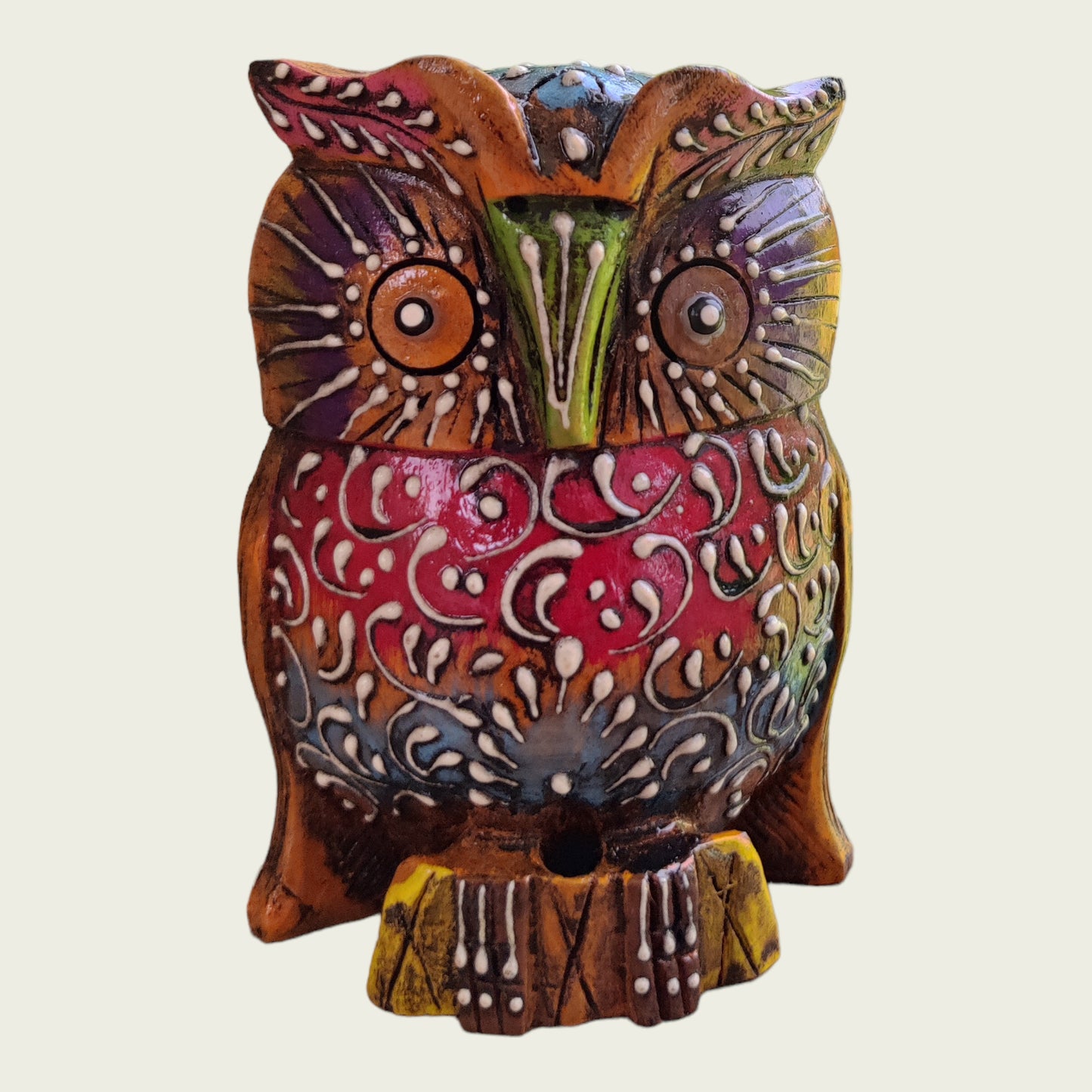 Wooden Owl Magnet painted