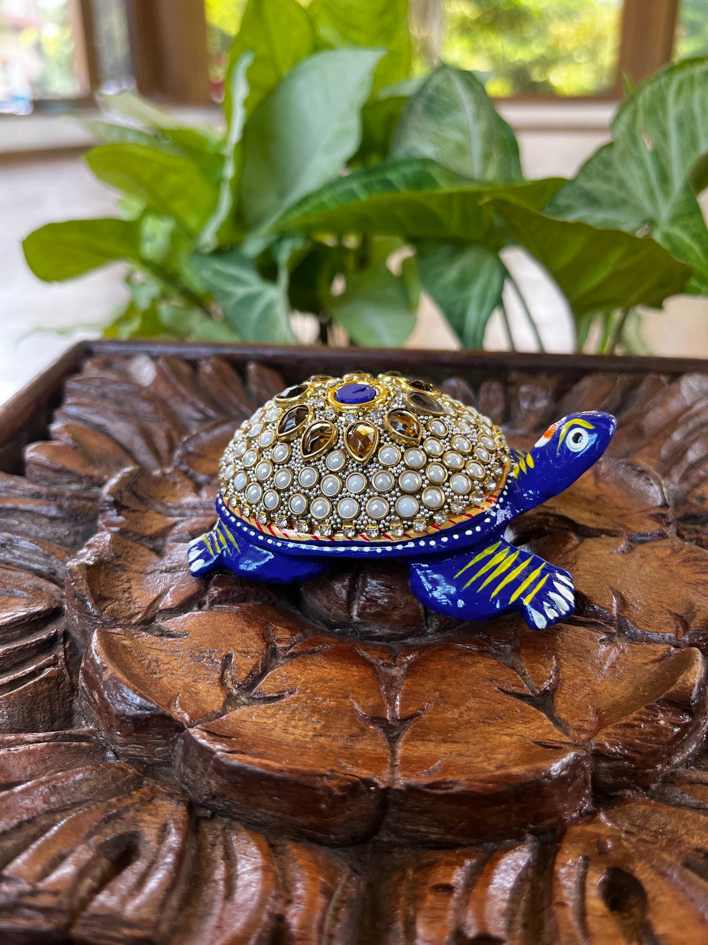 Decorative Blue Moti Feng Sui Tortoise