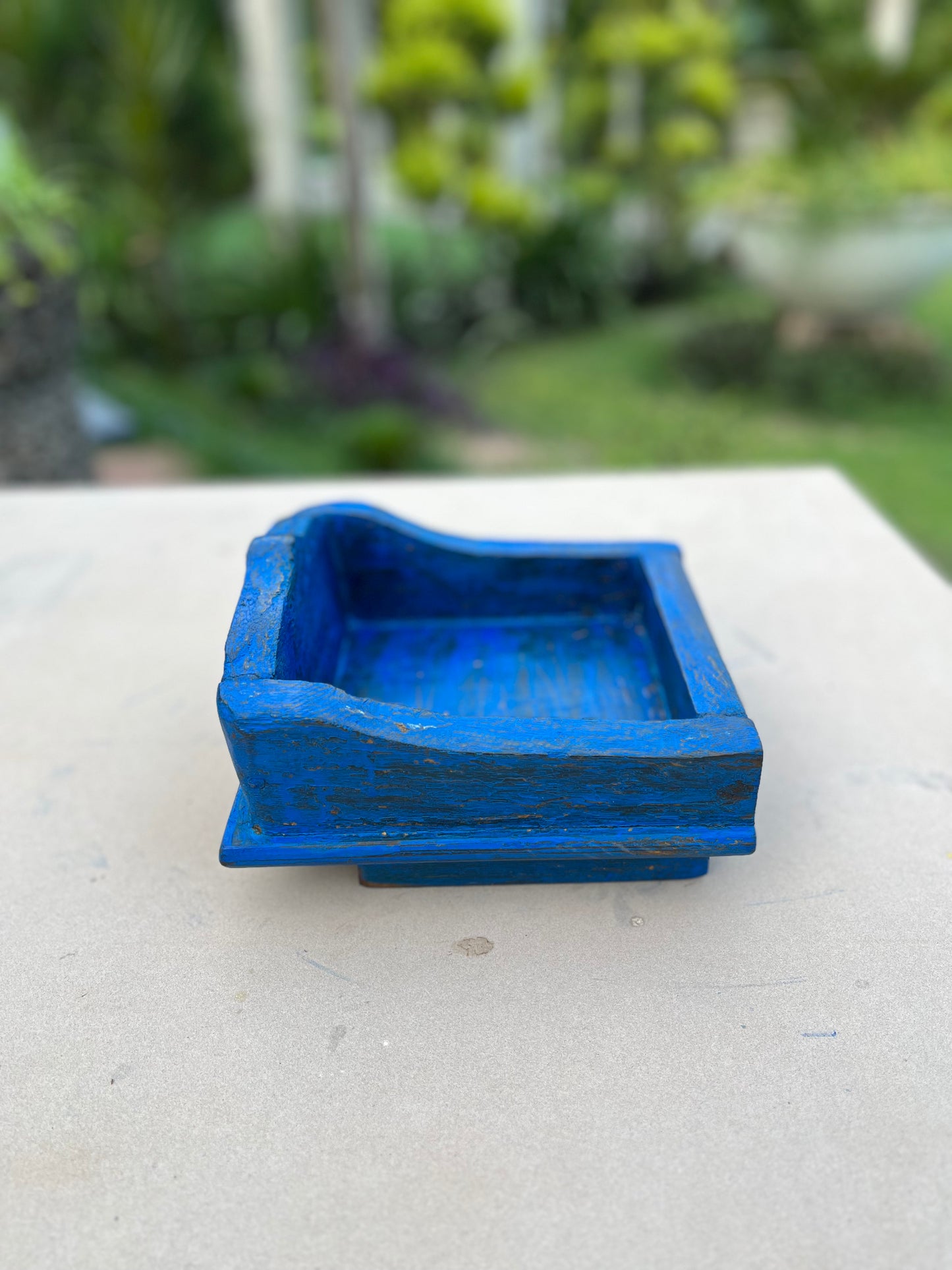 Wooden Blue Planter