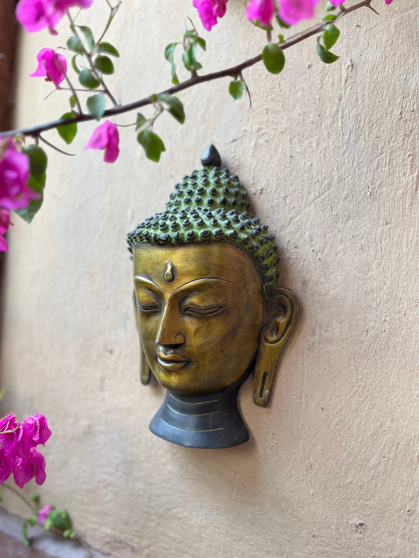 Buddha Wall Face Aluminium with Gold Finish