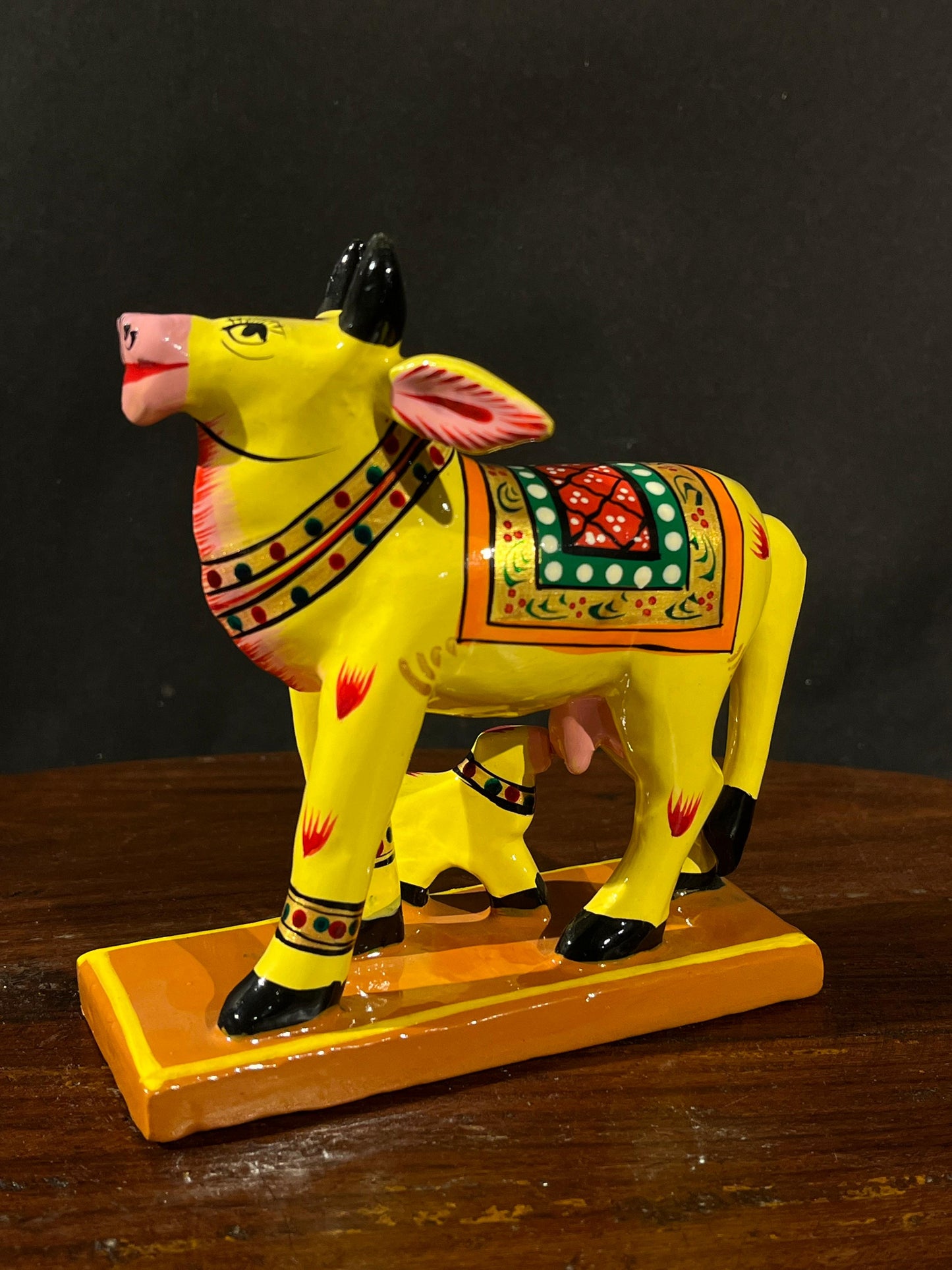 Wood Hand Painted Cow