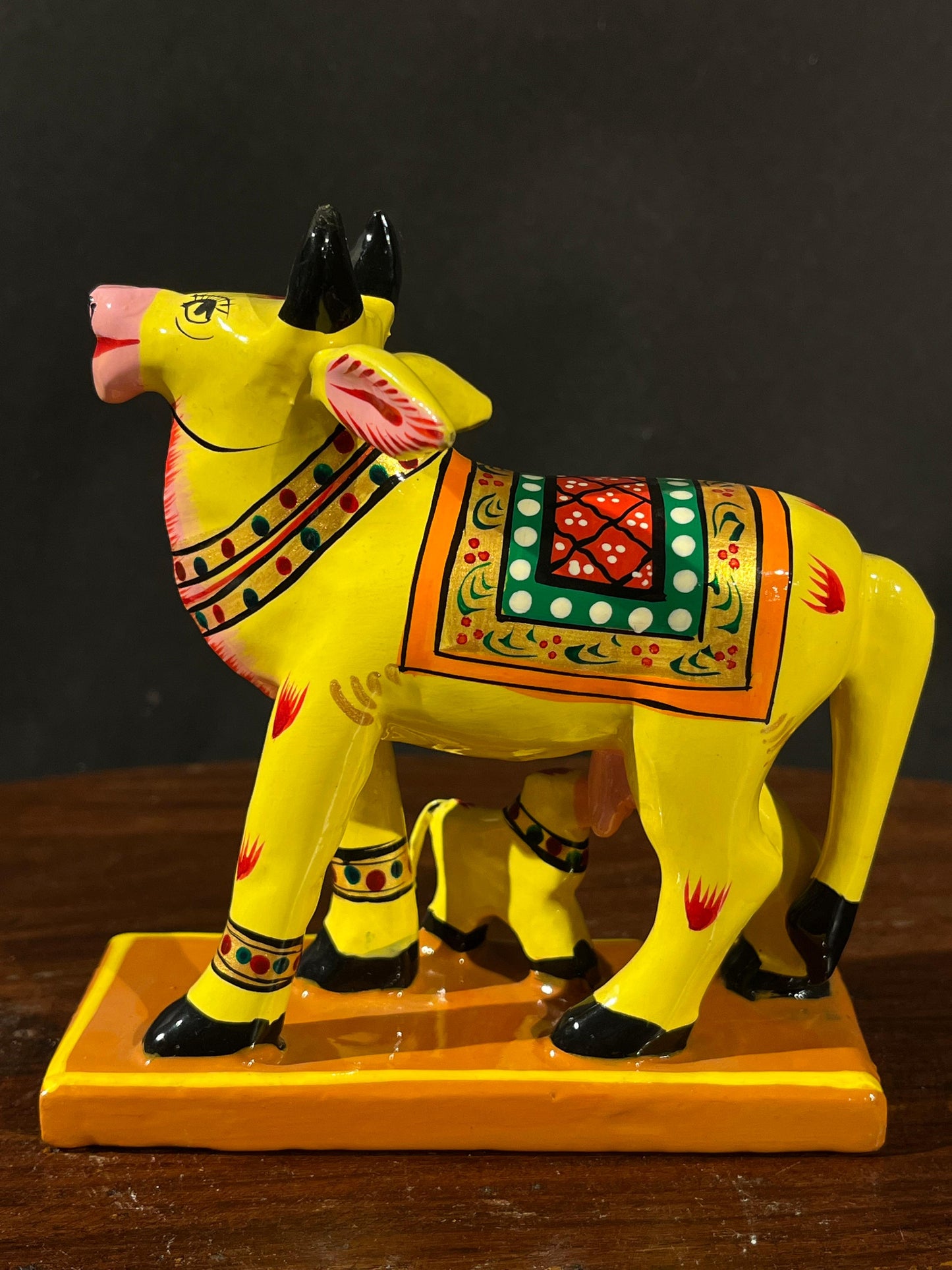 Wood Hand Painted Cow