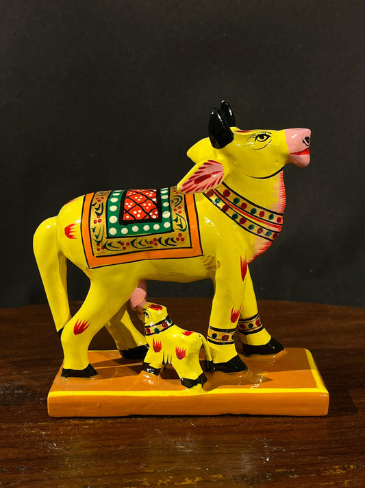 Wood Hand Painted Cow