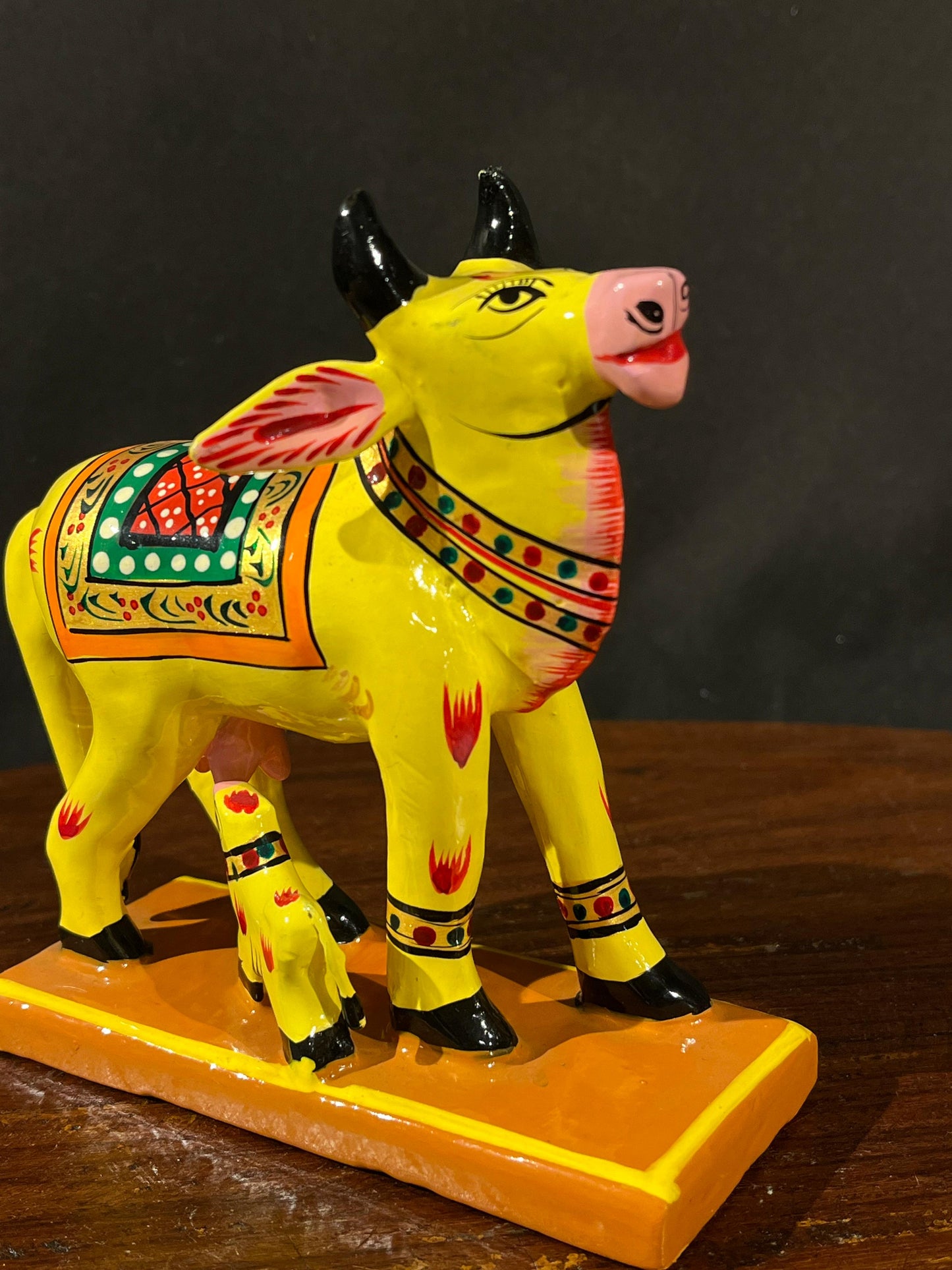 Wood Hand Painted Cow