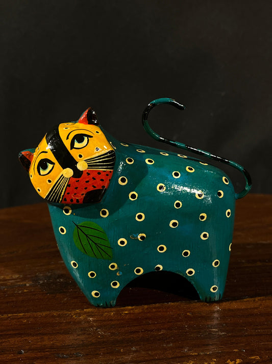 Wood Cat Hand Painted