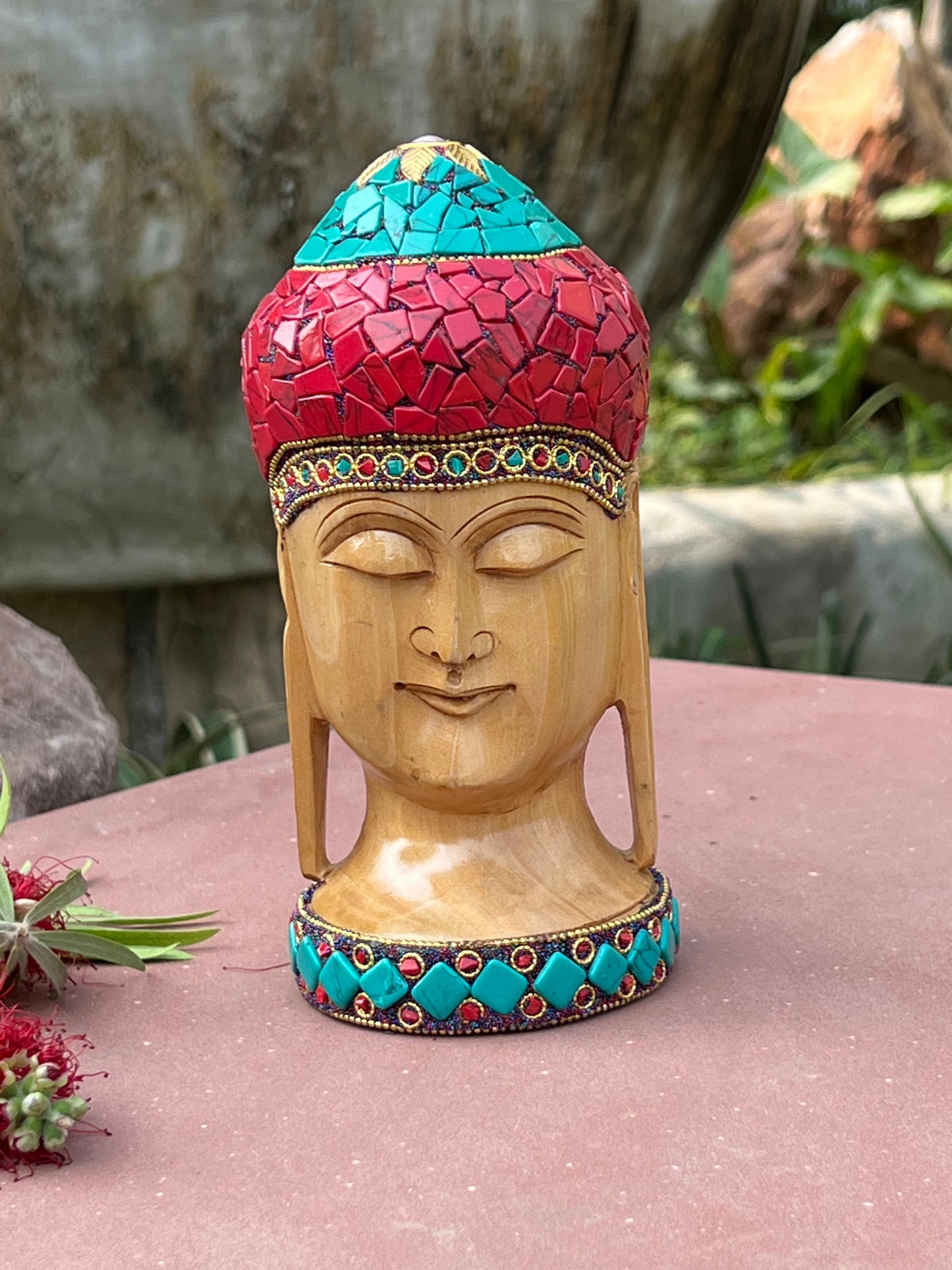 Image of Buddha Head with Stone Work  The Source India is an Indian Handicraft, Home Decor, Furnishing and Textiles Store. Based out of Hauz Khas Village New Delhi, each piece is carefully procured to allow the enhancement of India's Culture.