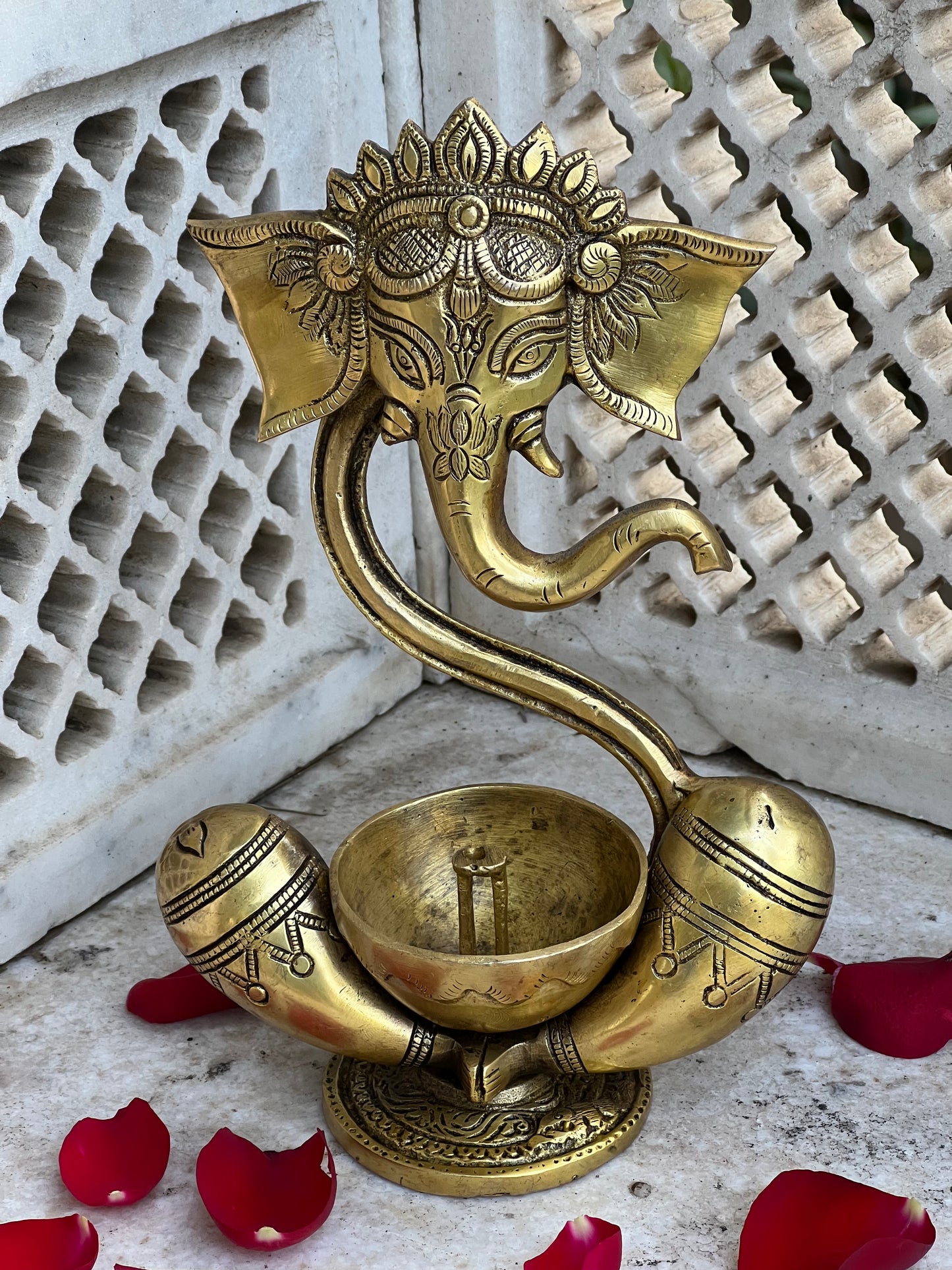Brass Sitting Ganesha Oil Lamp