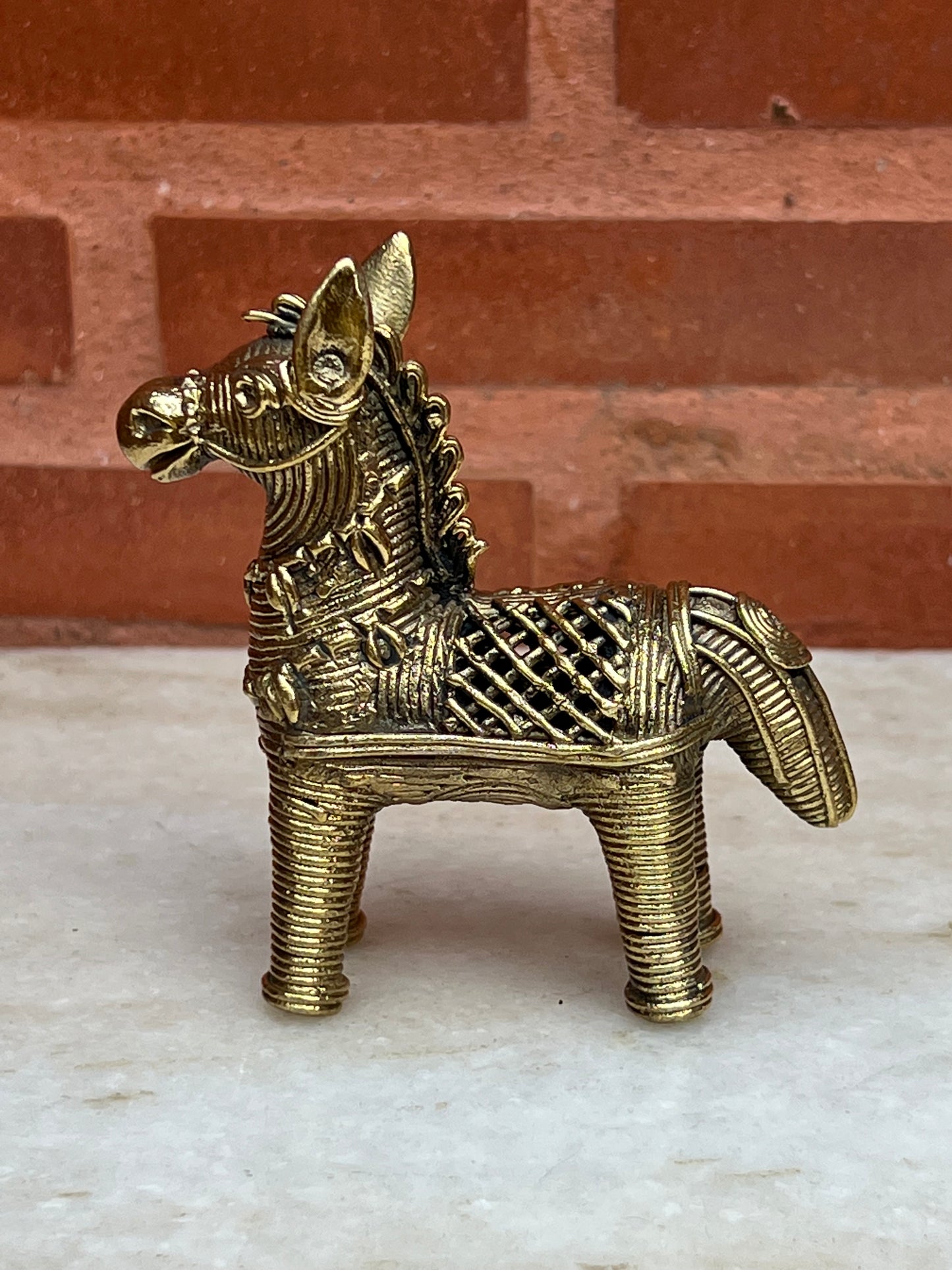 Brass Horse Jali Dhokra Art