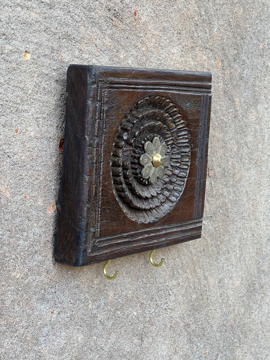 Old Decorative Wood  Carved  Key Hook