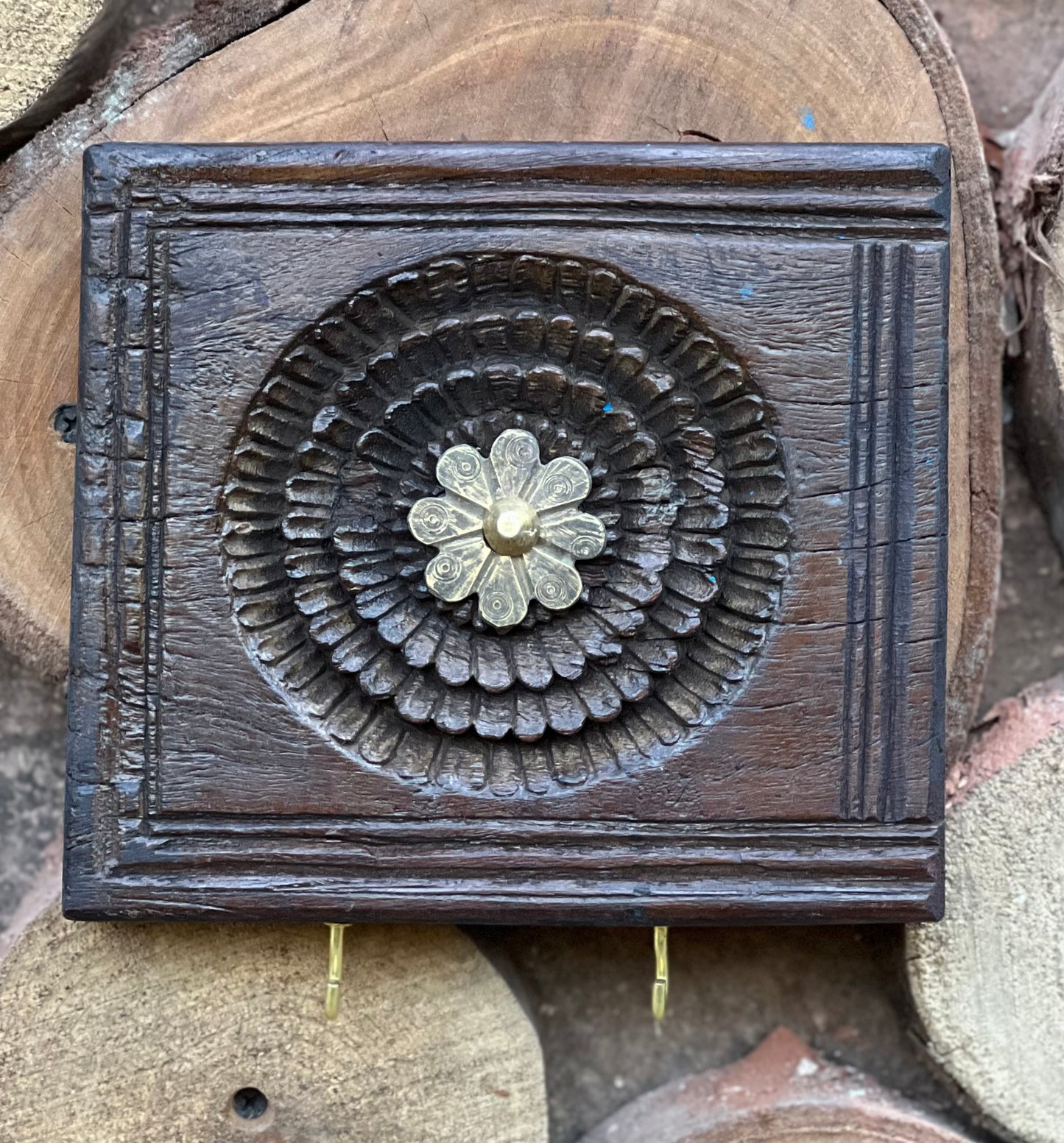 Old Decorative Wood  Carved  Key Hook