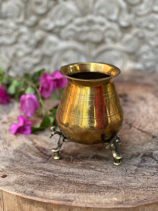 Brass Old Flower Pot Peacock Stand