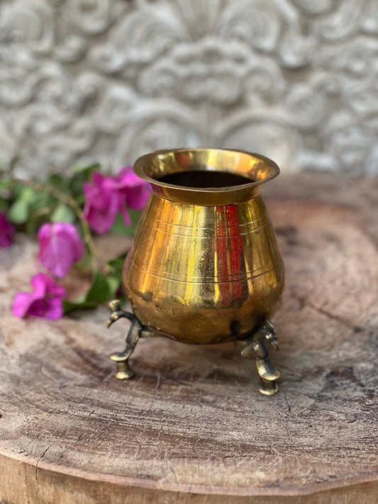Brass Old Flower Pot Peacock Stand