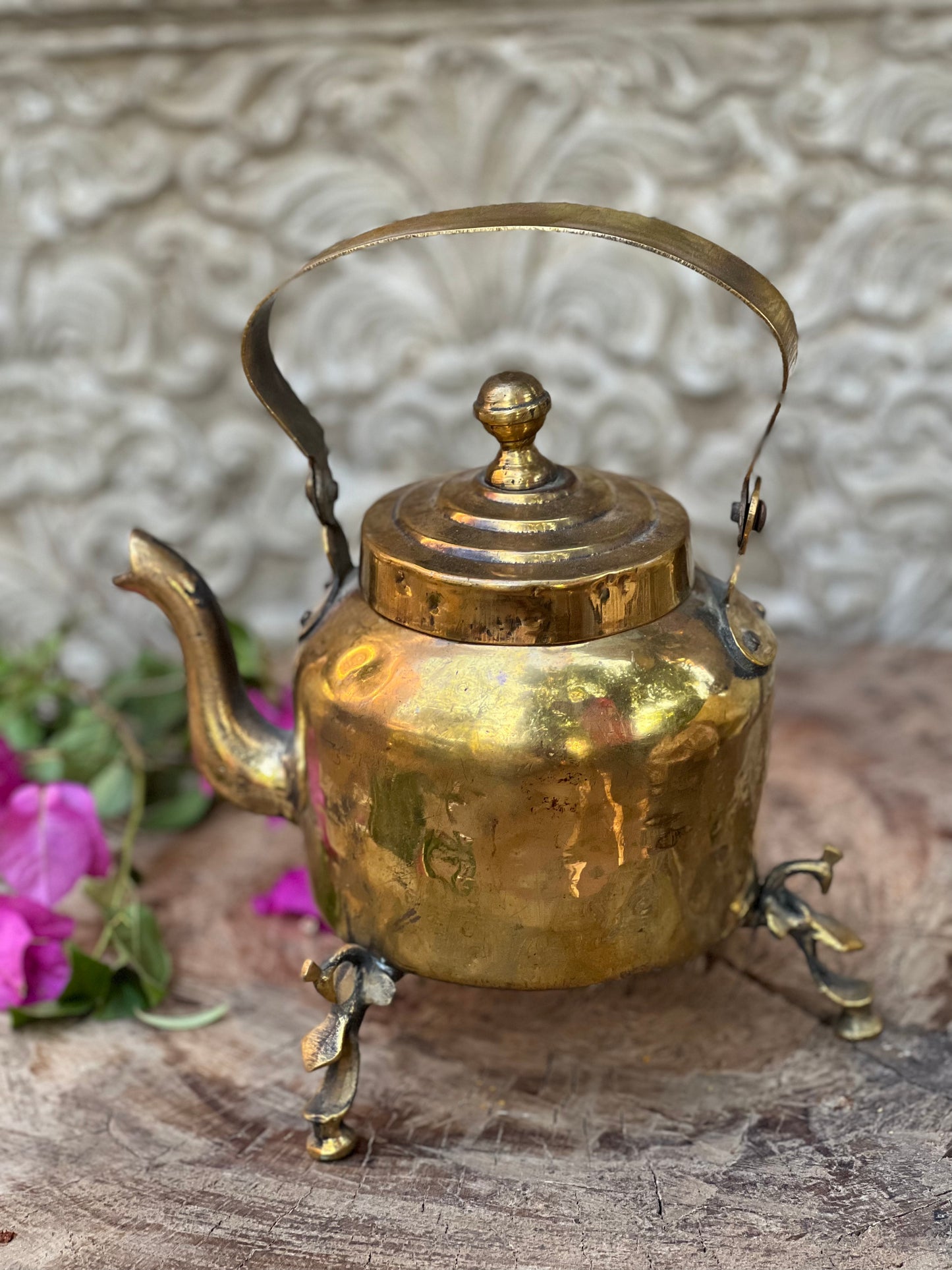 Brass Kettle With Peacock Stand