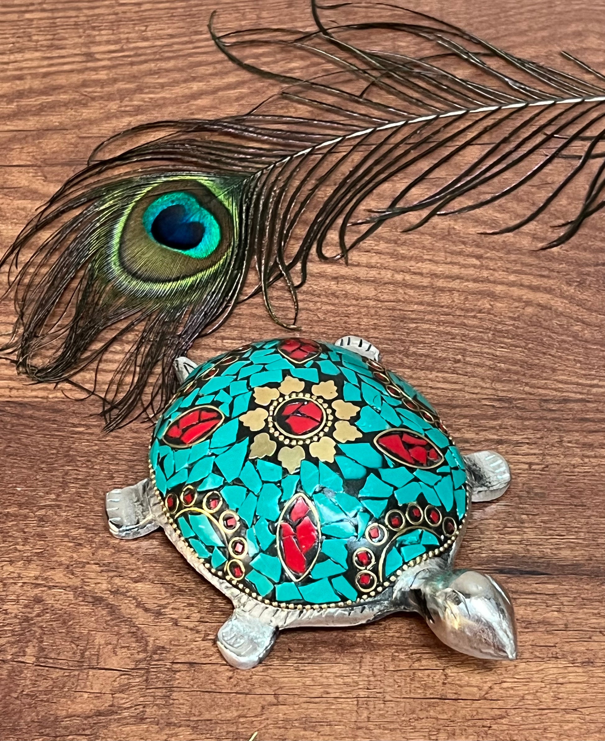 Image of Turtle with Mosaic Stone with Resin Stone.  The Source India is an Indian Handicraft, Home Decor, Furnishing and Textiles Store. Our Mission is to allow the enhancement of India's Culture