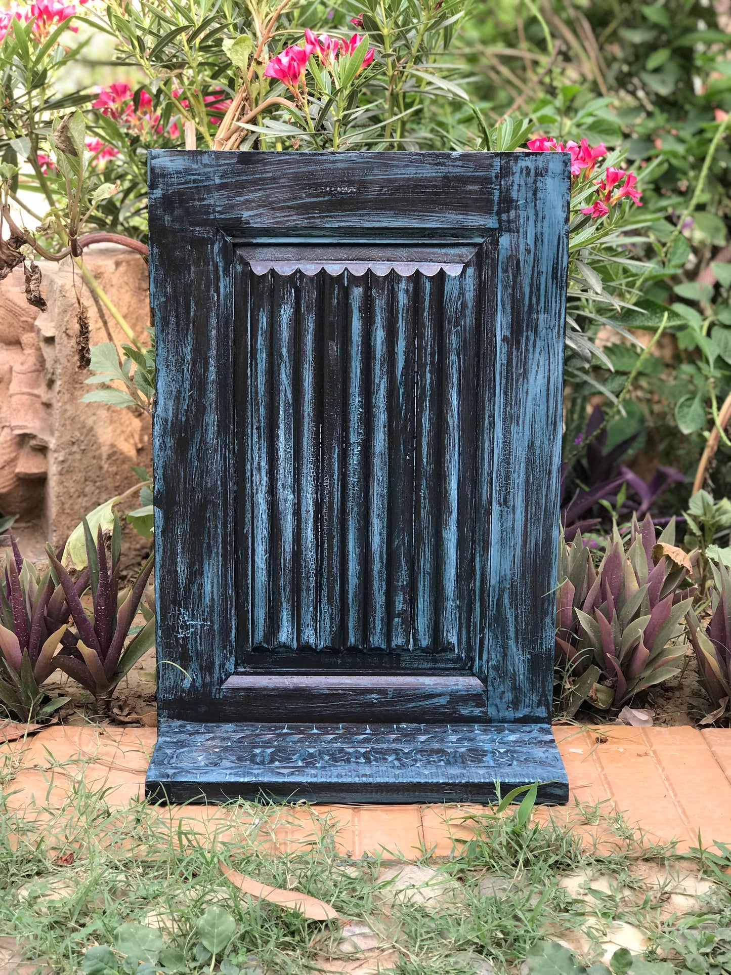 Image of Elegant and Traditional Blue Wall Shelf  The Source India is an Indian Handicraft, Home Decor, Furnishing and Textiles Store. Based out of Hauz Khas Village New Delhi, each piece is carefully procured to allow the enhancement of India's Culture.