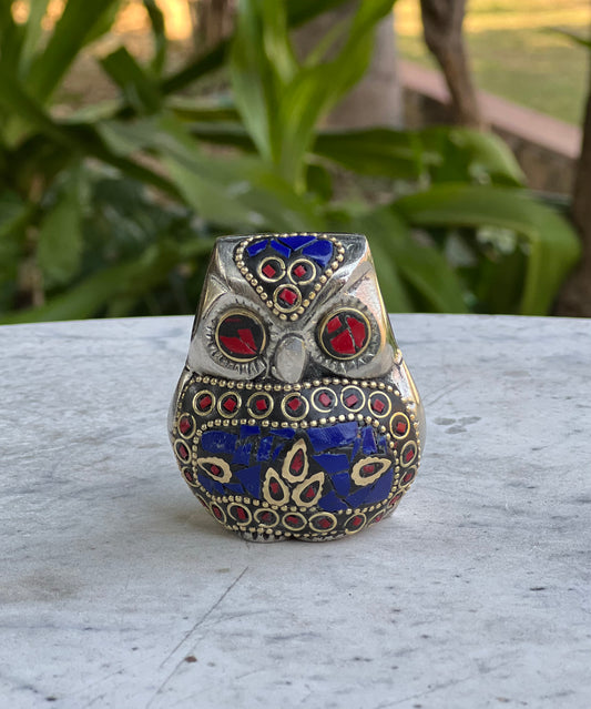Metal Owl With Decorative Mosaic  Work