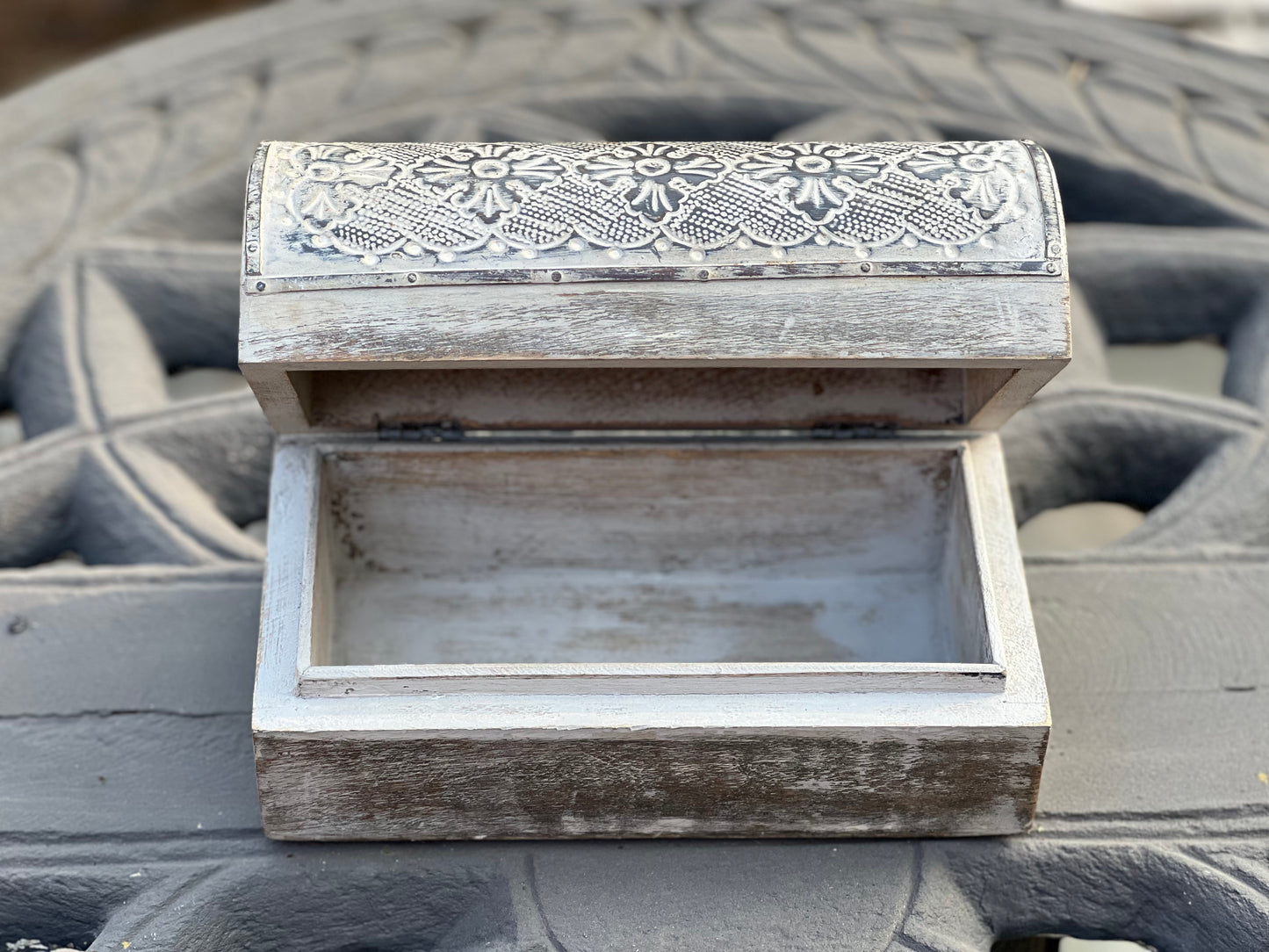 White Finished Carved Box
