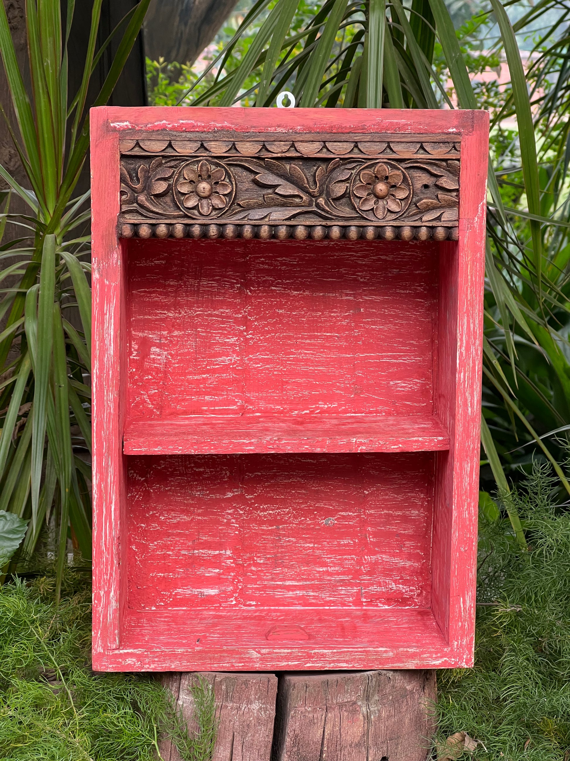 Image of Elegant and Traditional Pink Finish Wall Shelf   The Source India is an Indian Handicraft, Home Decor, Furnishing and Textiles Store. Based out of Hauz Khas Village New Delhi, each piece is carefully procured to allow the enhancement of India's Culture. 