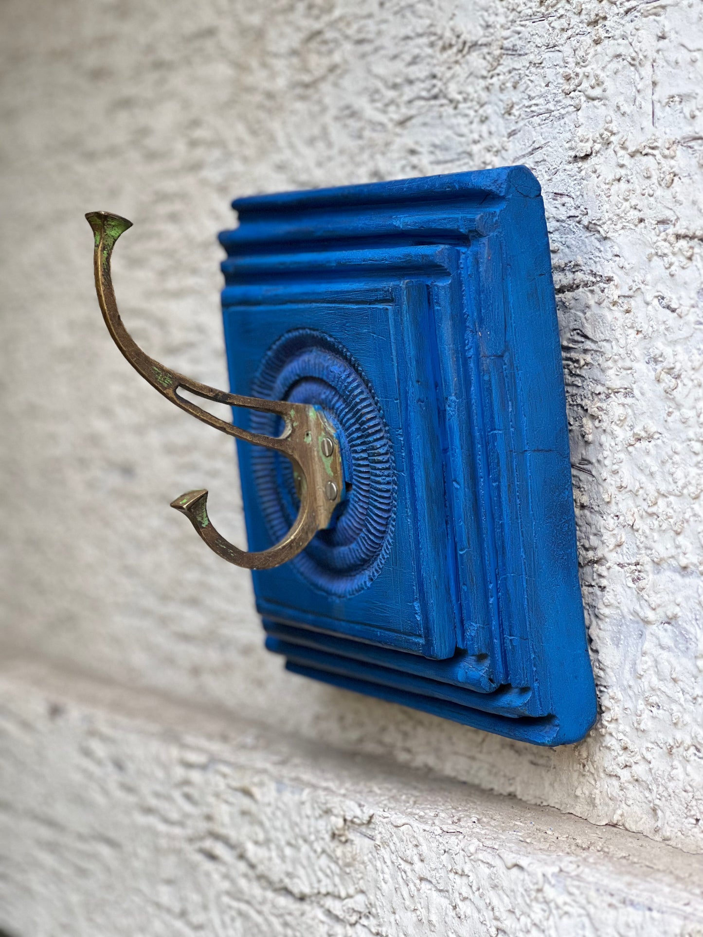Wooden Hand-carved Blue Hook Panel
